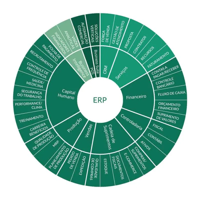 módulos de atuação do ERP