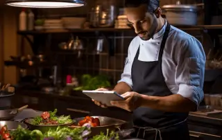 Chef utilizando tecnologia teknisa na transformação digital do food service